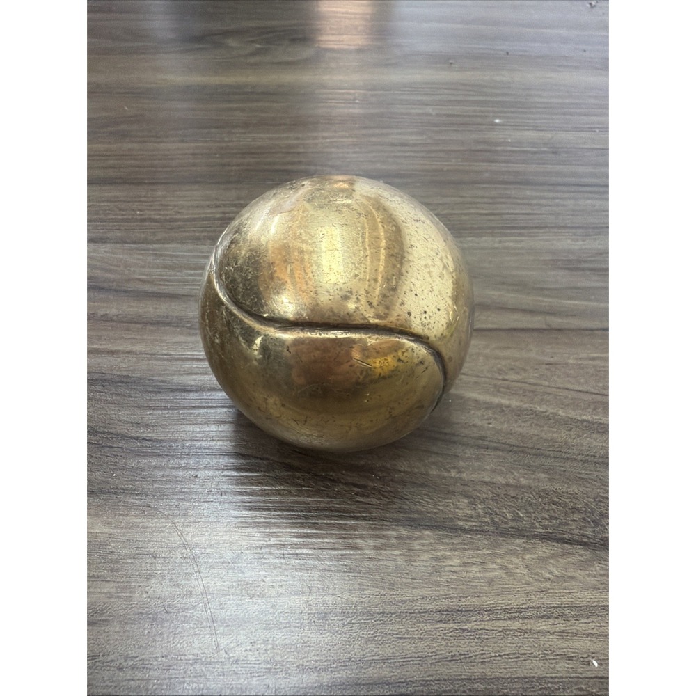 Vintage BRASS Tennis Ball Paper Weight 2.5"